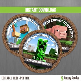 Minecraft Birthday Favor Tags